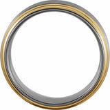 18K Yellow Gold PVD Tungsten 5 mm Stepped-Edge Comfort-Fit Flat Band