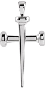 14K White 	28x14.71 mm Nail Cross Pendant