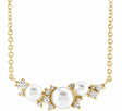 14K Yellow Gold Cultured White Akoya Pearl & .08 CTW Natural Diamond 16" Necklace