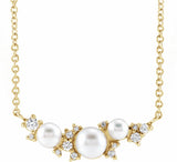 14K Yellow Gold Cultured White Akoya Pearl & .08 CTW Natural Diamond 18" Necklace