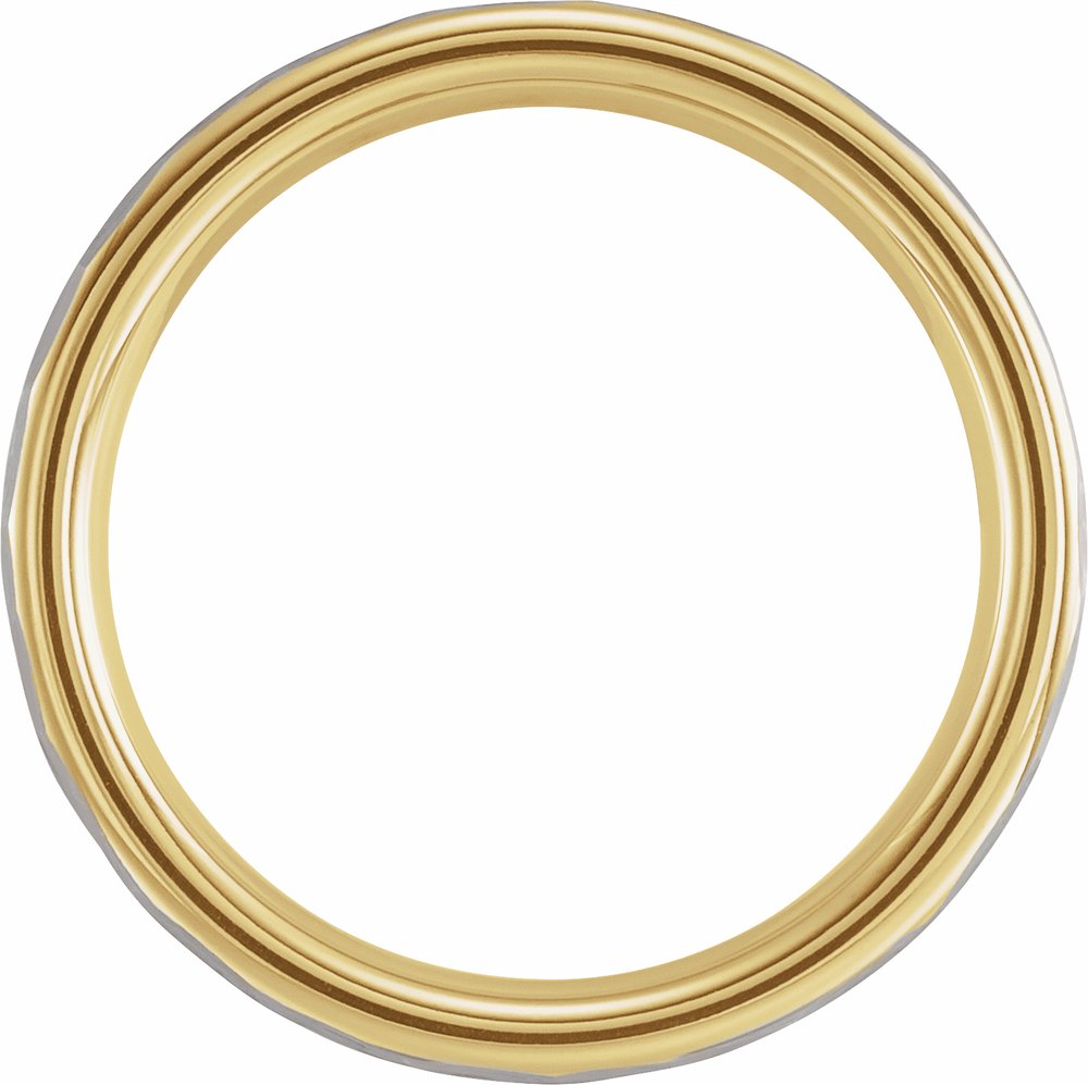 18K Yellow Gold PVD Tungsten 6 mm Flat Hammered Band