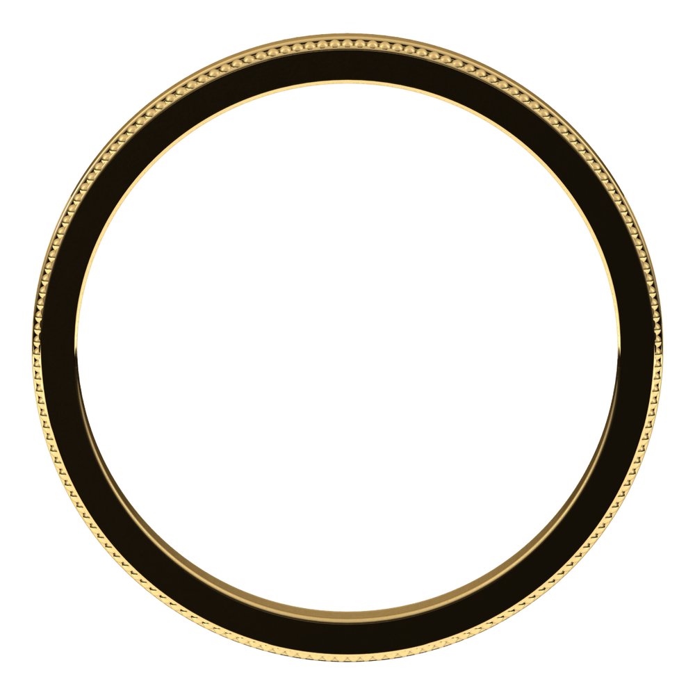 14K Yellow Gold 2 mm Milgrain Flat Band Size 9.5
