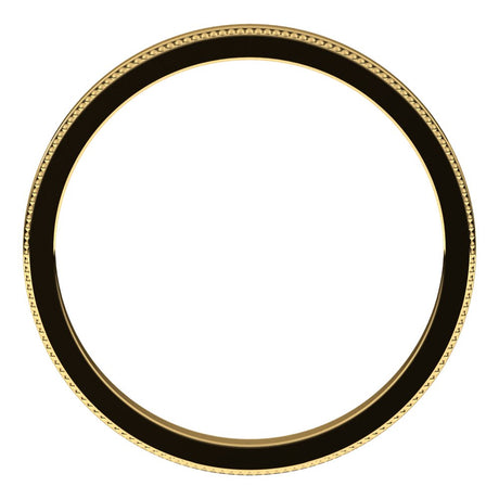 14K Yellow Gold 2 mm Milgrain Flat Band Size 6