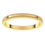 14K Yellow 2 mm Milgrain Flat Band