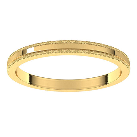 14K Yellow Gold 2 mm Milgrain Flat Band Size 9.5