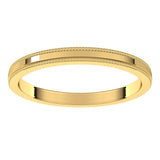 14K Yellow Gold 2 mm Milgrain Flat Band Size 9.5
