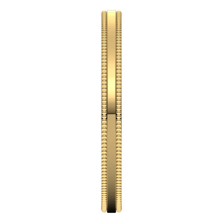14K Yellow Gold 2 mm Milgrain Flat Band Size 5