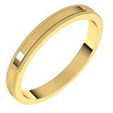 14K Yellow Gold 2.5 mm Milgrain Flat Band Size 5.5