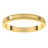 14K Yellow 2.5 mm Milgrain Flat Band Size 5.5