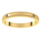 14K Yellow Gold 2.5 mm Milgrain Flat Band Size 14
