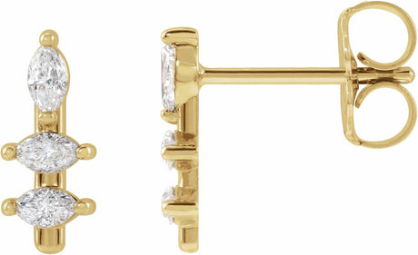 14K Yellow 1/5 CTW Natural Diamond Bar Earrings