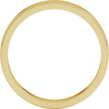 14K Yellow 3 mm Milgrain Flat Band