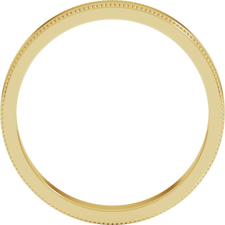 18K Yellow Gold 3 mm Milgrain Flat Band Size 9