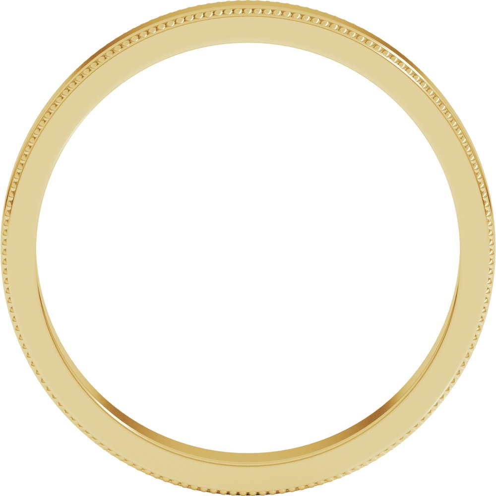 14K Yellow Gold 3 mm Milgrain Flat Band Size 6
