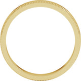 14K Yellow Gold 3 mm Milgrain Flat Band Size 6