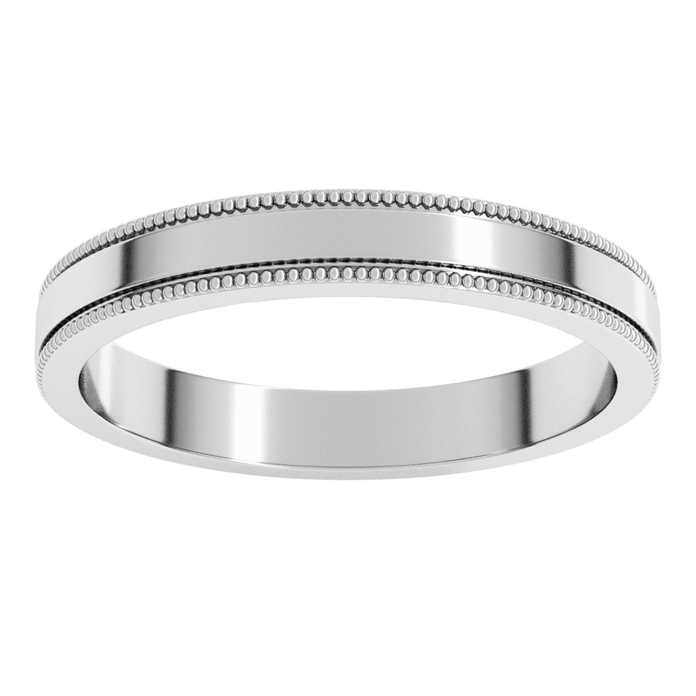 10K White 3 mm Milgrain Flat Band Size 9