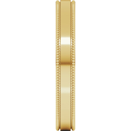 14K Yellow Gold 3 mm Milgrain Flat Band Size 6