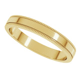 14K Yellow 3 mm Milgrain Flat Band Size 7.5