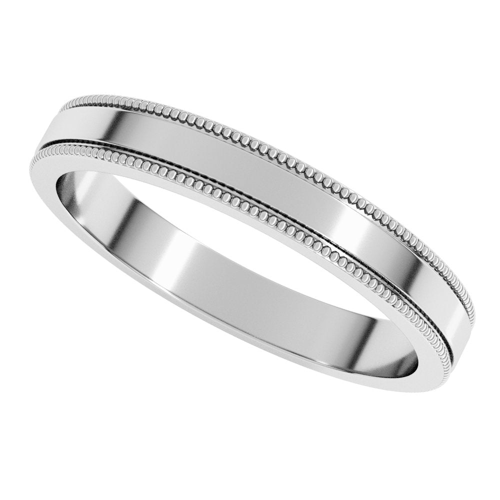 10K White 3 mm Milgrain Flat Band Size 9