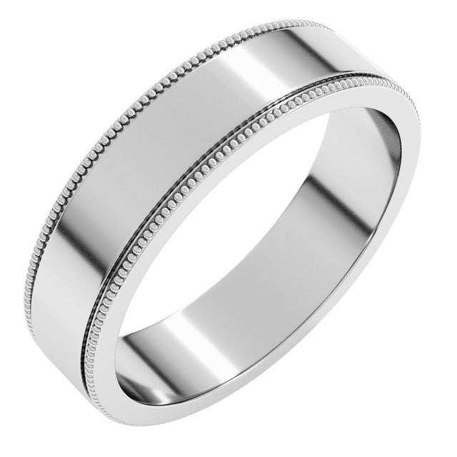 Sterling Silver 5 mm Milgrain Flat Band Size 10.5 