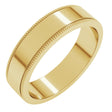 14K Yellow 5 mm Milgrain Flat Band Size 6