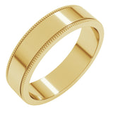 14K Yellow 5 mm Milgrain Flat Band Size 6