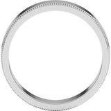 14K White Gold 5 mm Milgrain Flat Band Size 7.5