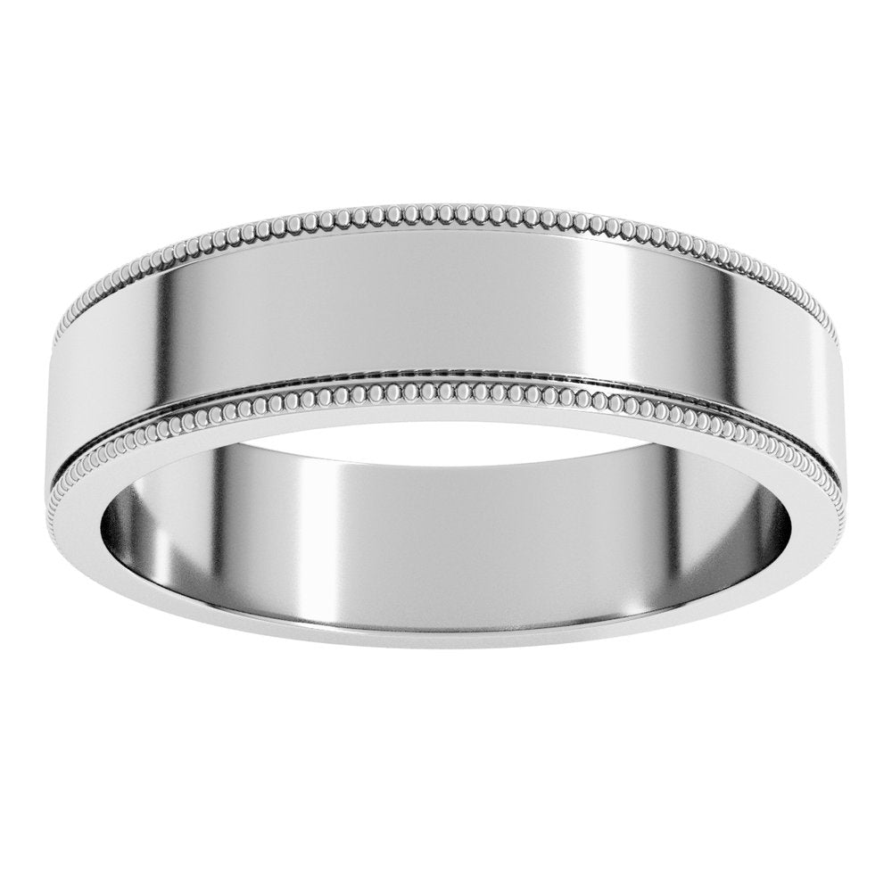 14K White Gold 5 mm Milgrain Flat Band Size 7.5