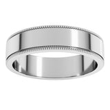 Sterling Silver 5 mm Milgrain Flat Band Size 10.5 
