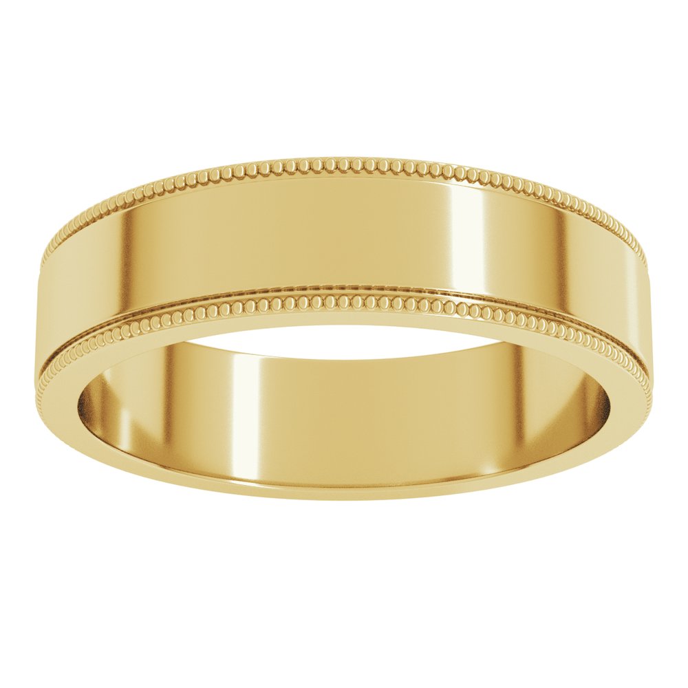18K Yellow Gold 5 mm Milgrain Flat Band Size 10.5
