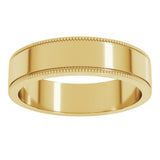 18K Yellow Gold 5 mm Milgrain Flat Band Size 10.5