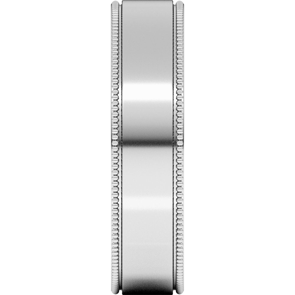 14K White Gold 5 mm Milgrain Flat Band Size 9.5