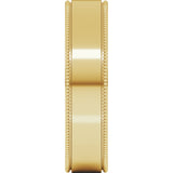 18K Yellow Gold 5 mm Milgrain Flat Band Size 10.5