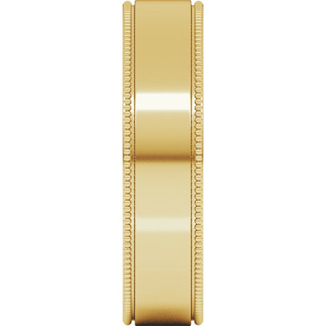 14K Yellow 5 mm Milgrain Flat Band Size 6