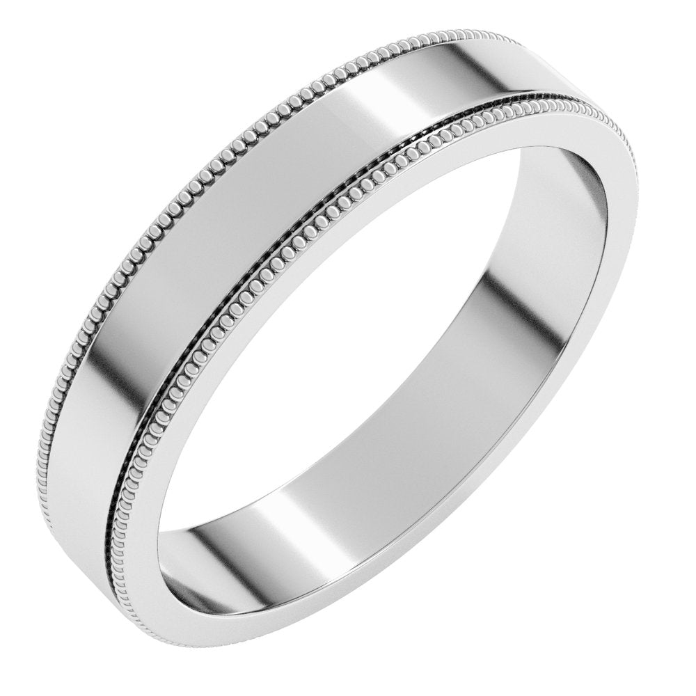 Sterling Silver 4 mm Milgrain Flat Band Size 6 