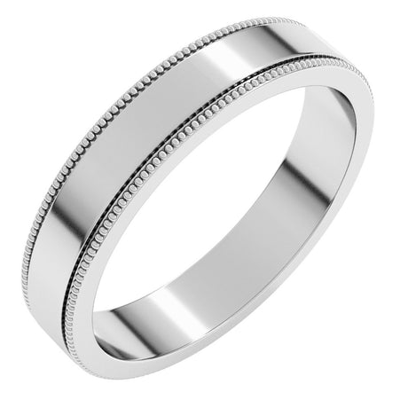 Sterling Silver 4 mm Milgrain Flat Band Size 6 