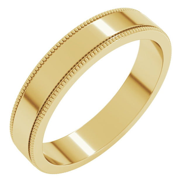 14K Yellow Gold 4 mm Milgrain Flat Band Size 8.5