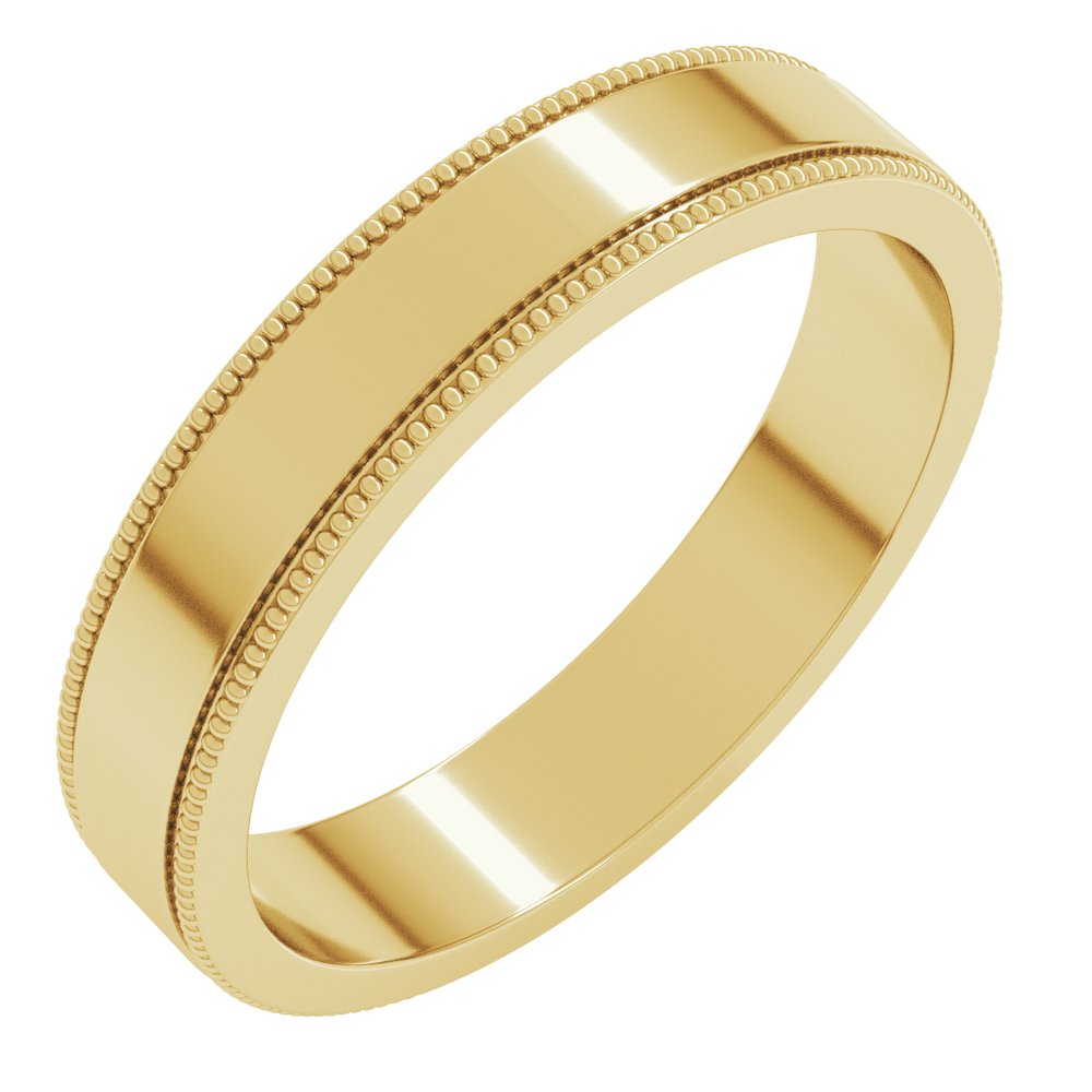 14K Yellow Gold 4 mm Milgrain Flat Band Size 8.5