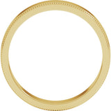 10K Yellow Gold 4 mm Milgrain Flat Band Size 8.5