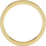 14K Yellow 4 mm Milgrain Flat Band