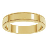 14K Yellow Gold 4 mm Milgrain Flat Band Size 8.5