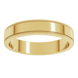 10K Yellow Gold 4 mm Milgrain Flat Band Size 8.5
