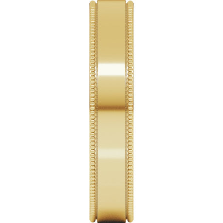 14K Yellow Gold 4 mm Milgrain Flat Band Size 8.5