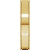 14K Yellow 4 mm Milgrain Flat Band
