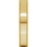 10K Yellow Gold 4 mm Milgrain Flat Band Size 8.5