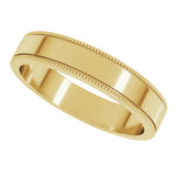 14K Yellow Gold 4 mm Milgrain Flat Band Size 8.5