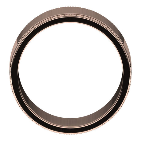 14K Rose Gold 10 mm Milgrain Flat Band Size 11