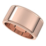 14K Rose Gold 10 mm Milgrain Flat Band Size 11