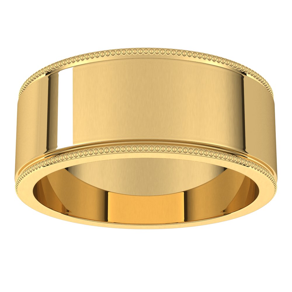 10K Yellow Gold 8 mm Milgrain Flat Band Size 8