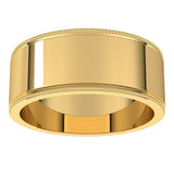 10K Yellow Gold 8 mm Milgrain Flat Band Size 8